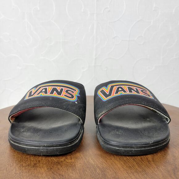 Vans Slides La Costa Sandals 11 Pride Black Logo Synthetic Nubuck Slip On - Picture 2 of 10
